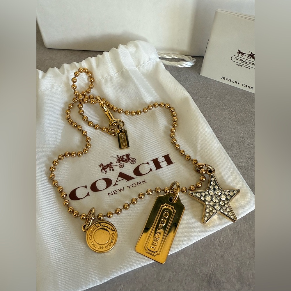 Authentic Coach Gold Star Charm Necklace